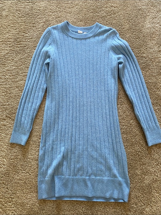 GAP Dresses & Skirts - GAP Light Blue Ribbed Long-Sleeve Sweater Dress
